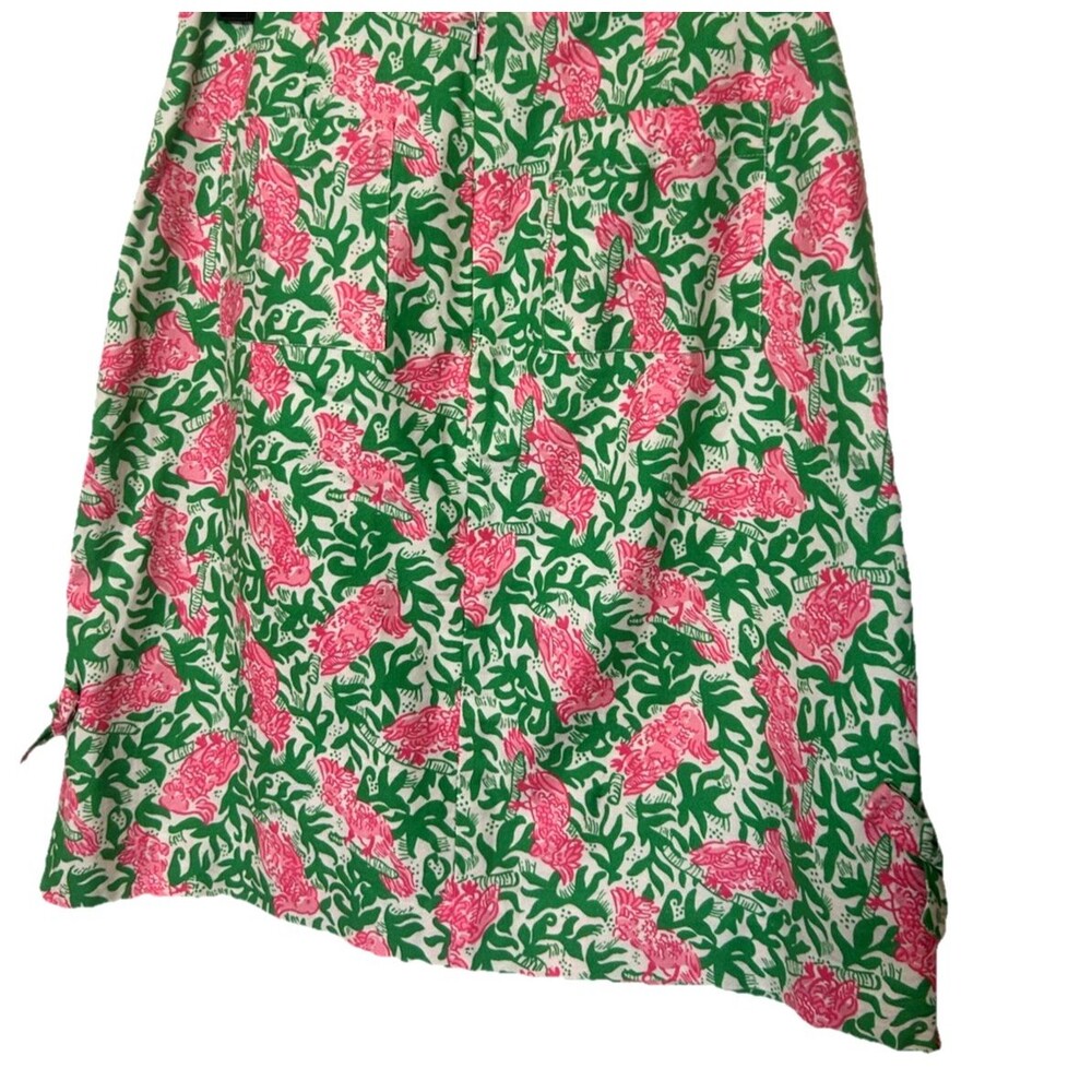 VTG Lily Pulitzer Cockatiel Parrot Floral A Line Green Pink Skirt Lined Womens 8 - Picture 4 of 6